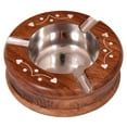 thumbnail image 1 of diollo Wooden Cigar Ashtray Round Wood Ashtrays with 3 Slots for Indoor Outdoor Use, 1 of 3