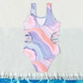 thumbnail image 4 of CAICJ98 Girls' One-Piece Swimwear Cute Tie Dye Side Cutout Swimwear Summer Quick Dry Beach Hawaiian Bathing Suits for Girls (Purple,11-12 Years), 4 of 6
