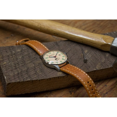 Men's Classic Fishing Watch with Leather Band and Calendar by DAKOTA