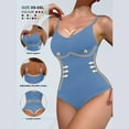 thumbnail image 4 of Ndbuld Women's Bra Free Bodysuits Womens Solid Color Sexy Chest Support Shaping Abdomen Corset Shapewear Bodysuit ,XS-3XL,Sky Blue,S, 4 of 5