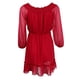 thumbnail image 4 of Sólido Para Mujer Bohemio Con Hombros Descubiertos Y Manga Larga Con Cuello En V Túnica Mini De Playa M-2XL Vino rojo Yinane Vestido de gasa de Boho, 4 of 8