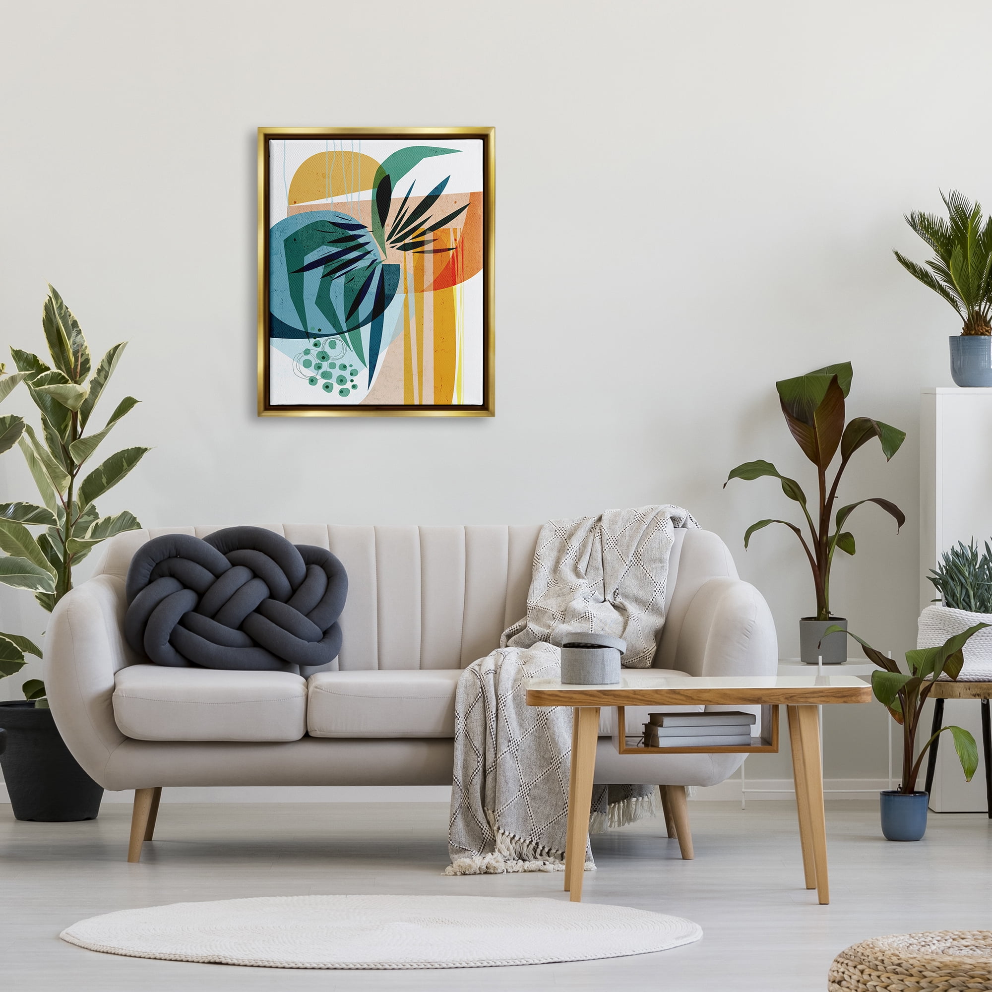 Stupell Summer Tropics Abstract Botanicals Abstract Painting Gold Floater Framed Art Print Wall Art