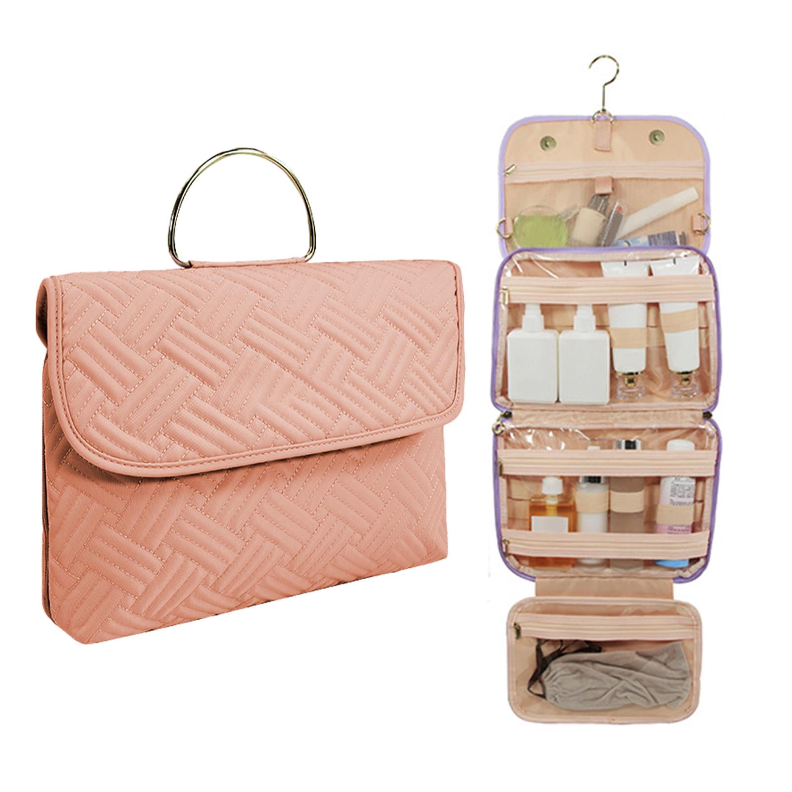 Waterproof Toiletry Bag Hanging Travel Makeup Bag Hanging Makeup Organizer Toiletries Pouch for Business Trips Home Daily Use Pink