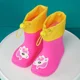 thumbnail image 4 of Botas de lluvia impermeables antideslizantes y cómodas con forro polar para niños y niñas, zapatos de lluvia de PVC con bonitos dibujos animados, calzado para niños, 4 of 5