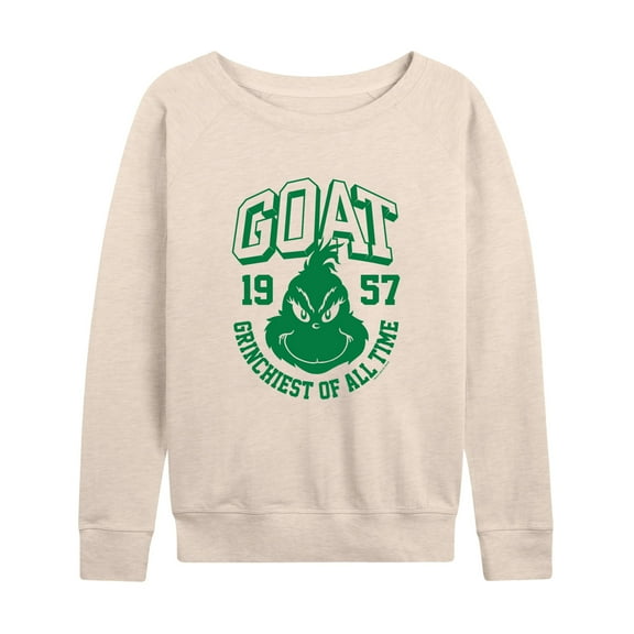 Dr. Seuss The Grinch - Christmas - GOAT Grinchiest Of All Time - Women's Lightweight French Terry Long Sleeve Shirt