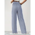 thumbnail image 4 of Women's Pants Fashion Casual Pants For Women Casual Striped Wide Leg Drawstring Elastic Waist Dress Palazzo With Pockets, 4 of 5