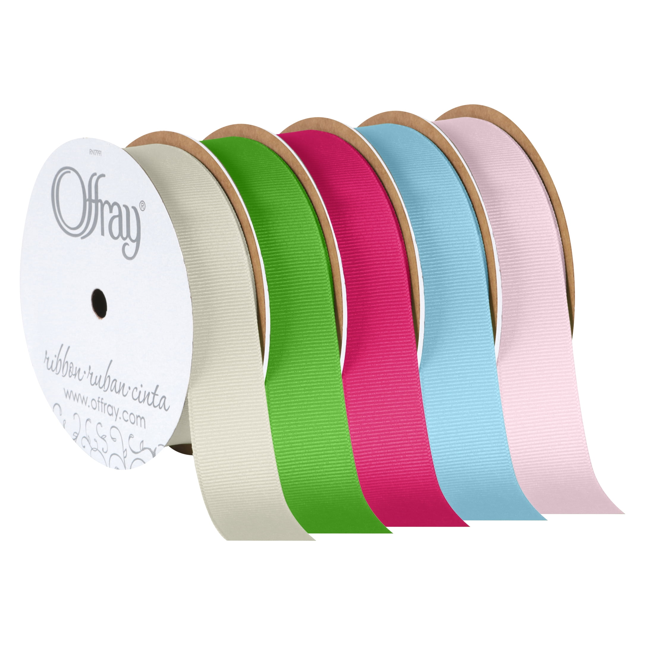 (4 pack) Offray Ribbon, Powder Blue 7/8 inch Grosgrain Polyester Ribbon, 18 feet