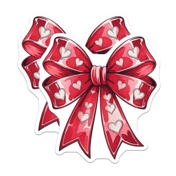 (2 Pack) Red Bow Heart Magnets - Valentines Day Magnets - Cute Heart Bow Magnets for Fridge - 5" On Longest Side - for Cars, Refrigerators, Toolboxes, Lockers - Made in USA MAG3552