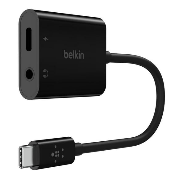 Belkin RockStar 3.5mm Audio + USB-C Charge Adapter, Headphone Adapter w/ USB-C 60W Power Delivery Fast Charging for iPad Pro, Galaxy, Note, Google Pixel, LG G6, Sony Xperia, OnePlus, & More Black