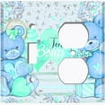 thumbnail image 2 of Metal Light Switch Wall Plate Outlet Cover (2 Teddy Bears Blue Teal With Love Heart Balloon Flower - Single Toggle Single Duplex), 2 of 2