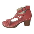 thumbnail image 5 of Dressy Sandals for Women 2025 Roman Hollow Peep Toe Chunky Block High Heel Gladiator Dress Booties Sandals, 5 of 7