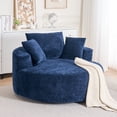 thumbnail image 3 of Round Accent Chair, 360 Swivel Chenille Barrel Chair, Fluffy Modern Sleeper for Living Room, Bedroom, Reading Room and Lounge (Blue), 3 of 11