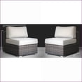 thumbnail image 3 of Outdoor Lounge Chairs 2-Piece Walnut Brown Armless Wicker Set with Cushions | Wicker | Solid Back, 3 of 8