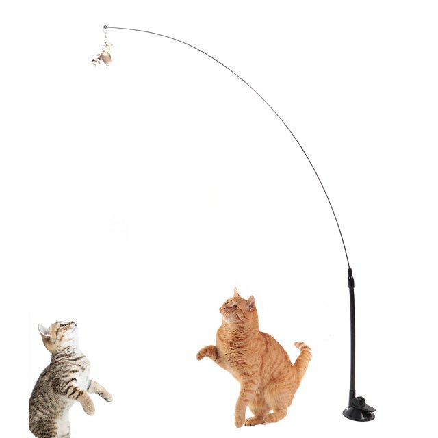 Juguete Interactivo con Plumas de Varita para Gatos Teaser de Mano con Ventosa Juguete para Interiores para Gatos ANGGREK Otros