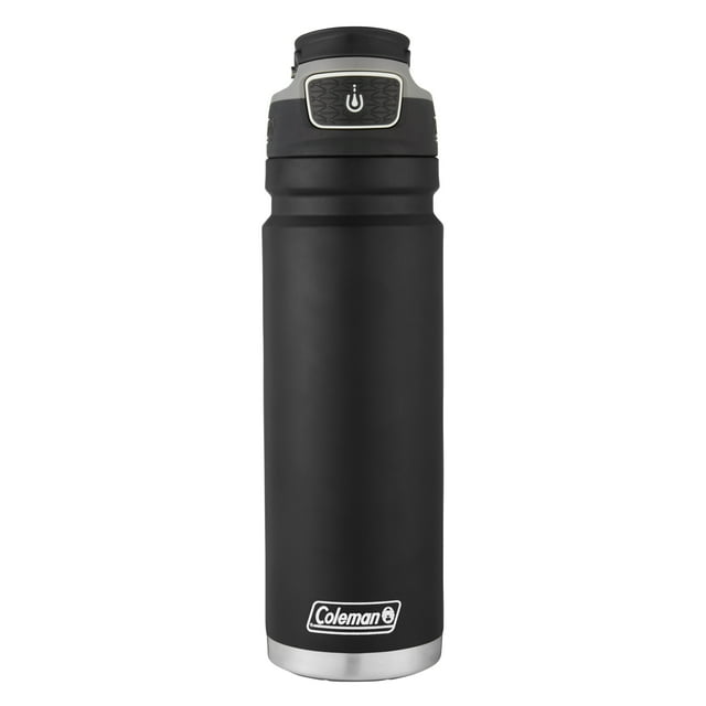 Coleman FreeFlow AUTOSEAL Stainless Steel Water Bottle, 24 oz (709 ml), Black