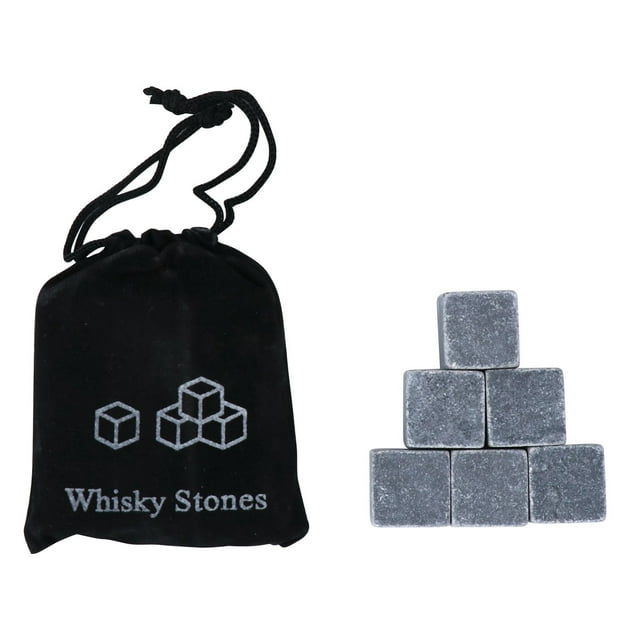 Birdeem Whiskey Stones Gift Set of 6 Unique Chilling Stones with Velvet Pouch-Reusable