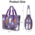thumbnail image 3 of Tote Bag for Women - Purple Halloween Ghosts Skulls and Bats Shoulder Bag - Large Utility Work Duffle Bag with Zipper Handbag for Travel, Work, Sprots, 3 of 5