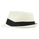 thumbnail image 4 of Moda Hombres Mujeres Sombrero de Paja Cinta de contraste Fedora Sombrero rizado Unisex Panamá J CACAGOO  Sombrero de copa, 4 of 7