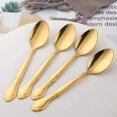 thumbnail image 3 of Tea Spoons 12-Piece Stainless Steel Set with Flower Edge Use for Home, Kitchen, Restaurant- 6.4 Inches-Gold, 3 of 6