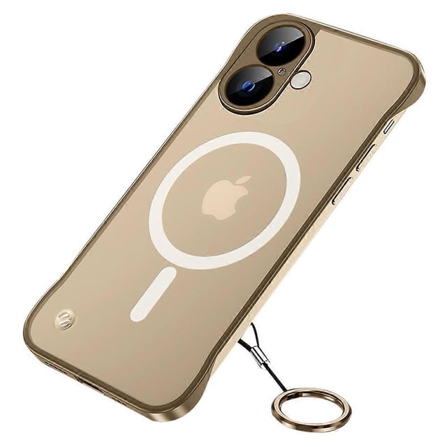 For iPhone 16 Plus Case Compatible with MagSafe Matte PC Frameless Mobile Cover - Gold