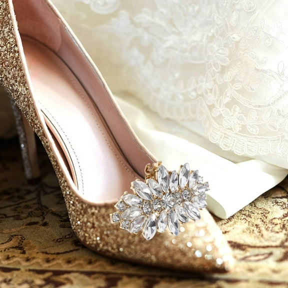 SEWCHICS Golden Crystal Shoe Jewelry Clips for Pumps Heels Flats Decoration Accessories for Women