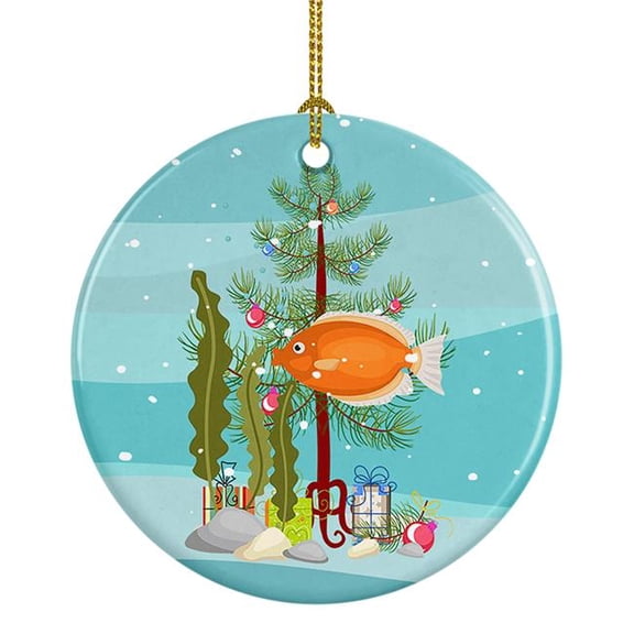 Kissing Gourami Merry Christmas Ceramic Ornament 2.8 in x 2.8 in
