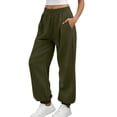 thumbnail image 2 of Axiiglly Sweatpants for Women Casual Loose Elastic Waist Straight Leg Work Pants Solid Outdoor Athletic Trousers with Pockets S-2XL, 2 of 6
