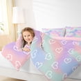 thumbnail image 4 of Homewish Cute Heart Print Full Size Comforter Sets,Loves Pattern Bedding Comforter Set,Pink Purple Blue Ombre Bedding Sets For Girls Kids,Microfiber Bedroom Decor Reversible,3pcs, 4 of 8