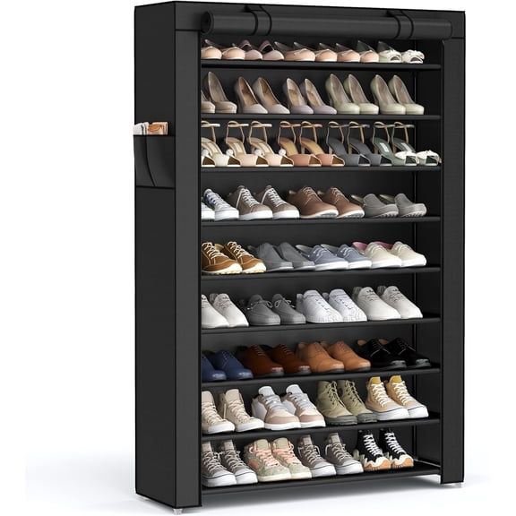 10-Tier Shoe Rack with Cover, Shoe Storage Cabinet for 40-50 Pairs