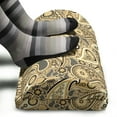 thumbnail image 3 of Paisley Foot Rest, Traditional Pattern with Flowers Leaves with Stripes Art Print, Non-Slip Backing Adjustable Ergonomic Memory Foam Leg Support for Office, Brown Black and White, by Ambesonne, 3 of 5