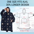 thumbnail image 4 of Oversized Wearable Blanket Hoodie,Dark Blue Sun Moon Rocket Pattern Sherpa Blanket Hoodie with Super Pockets,Super Warm Fuzzy Pullover for Women & Men, 4 of 6