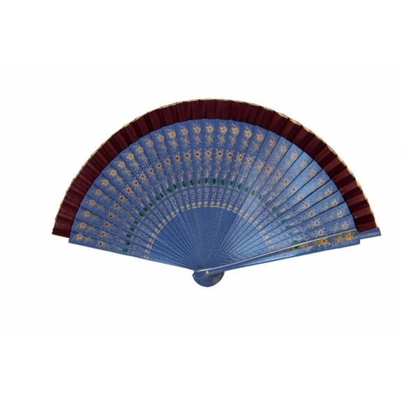Wooden Hand Fan with Cloth on the Edge-purple