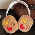 thumbnail image 2 of Furry Plush Case for AirPods Max Embroidered Cartoon Letters WOW, Winter Warm Soft Fluffy Fur Headphones Protective Cover Shell for Women Girl Accessories for Apple AirPods Max 2024, 2 of 7