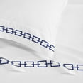 thumbnail image 5 of Superior Chain Links Embroidered Cotton Bed Sheet Set, King, White/Navy Blue, 5 of 11