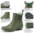 thumbnail image 6 of Women's Waterproof Chelsea Rain Boots, Slip-Resistant Rubber Garden Shoes, Green, Size 10, 6 of 6