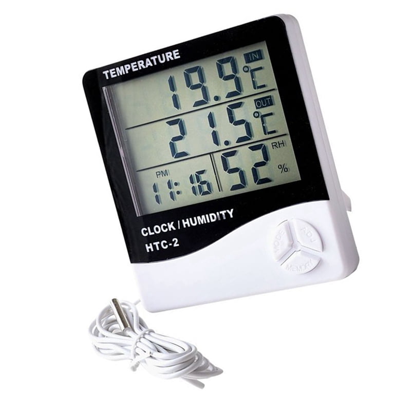 Large Screen Thermometer and Hygrometer Household Indoor and Outdoor Alarm Clock Temperature Meter Digital Display