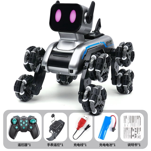 Gesture Sensing Stunt Robot Dog Car 8-Wheel Remote Control Toy with LED Expressions, 360° Drift & Smart Watch Controller