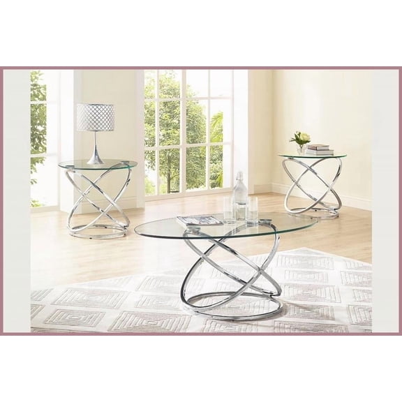 Contemporary Metal Coffee Table Set with 2 End Tables - Sturdy & Space-Saving for Living Room