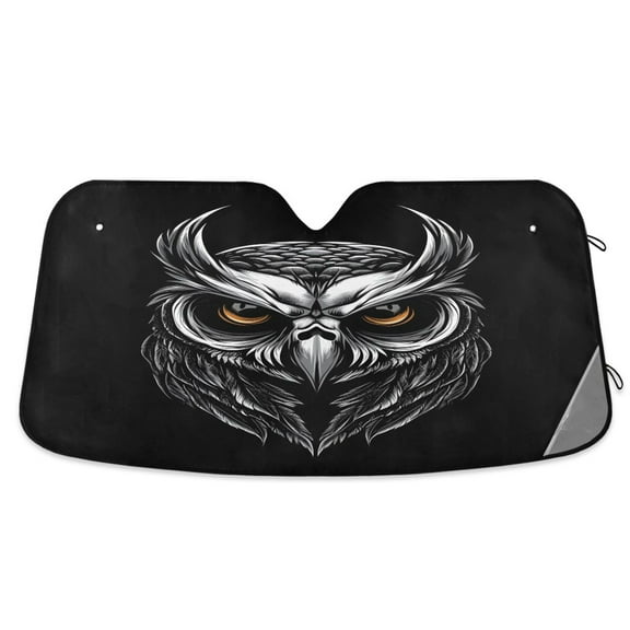 ALAZA Cool Owl Windshield Sun Shade Car Foldable Sun Visor Block UV Rays Protector 55"x27.6"