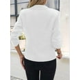 thumbnail image 2 of 2025 Summer Linen Women 3/4 Stretchy Ruched Sleeve Fully-Lined Casual Work Jacket with Pockets White XXL, 2 of 5