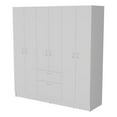 thumbnail image 1 of FM FURNITURE Olin 4-Door Wardrobe with Shelves and Drawer Engineered Wood White, 1 of 6
