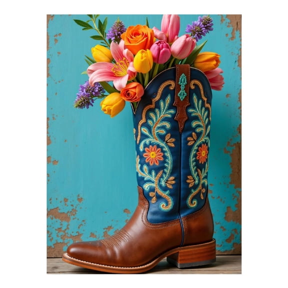 Diamond Art Kits for Adults - 5d Cowboy Boot Floral Bouquet Diamond Painting for Adults, Diamond Art for Adults Beginners, Diamond Painting Kits for Adults for Home Wall Decor