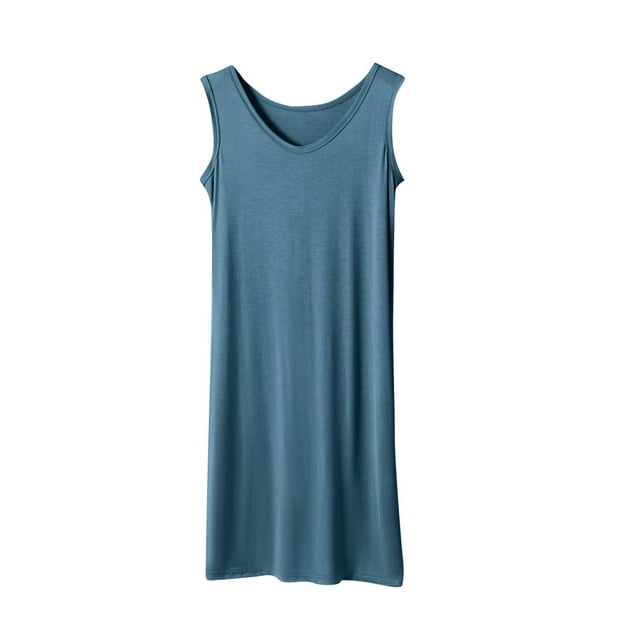 Timegard Sleep Wear for Women Plus Size V Neck Tank Top Loose Comfy Solid Color House Dress Homewear