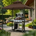thumbnail image 6 of MASTERCANOPY 8 x 5ft Outdoor BBQ Grill Gazebo with LED Lights and Shelves, Brown, 6 of 6