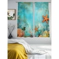 thumbnail image 3 of Ocean Starfish Coral Sheer Curtains 63 Inches Long 2 Panels Marine Life Abstract Watercolor Light Filtering Semi Sheer Window Curtains Drapes for Bedroom Living Room 52"x63", 3 of 7
