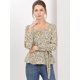 thumbnail image 2 of INSPIRE CHIC Blusa Floral De Manga Larga Con Cuello Cuadrado Y Peplum Para Mujer Con Cinturón Beige L, 2 of 6