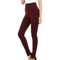 thumbnail image 4 of Sakkas Warm Soft Fleece Lined High Waist Leggings - Burgundy Cable Knit - One Size, 4 of 7