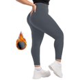 thumbnail image 3 of Dwellite Plus Size Leggings for Women High Waist Tummy Control Leggings Compression Workout Running Pants Dark Gray 5XL, 3 of 5