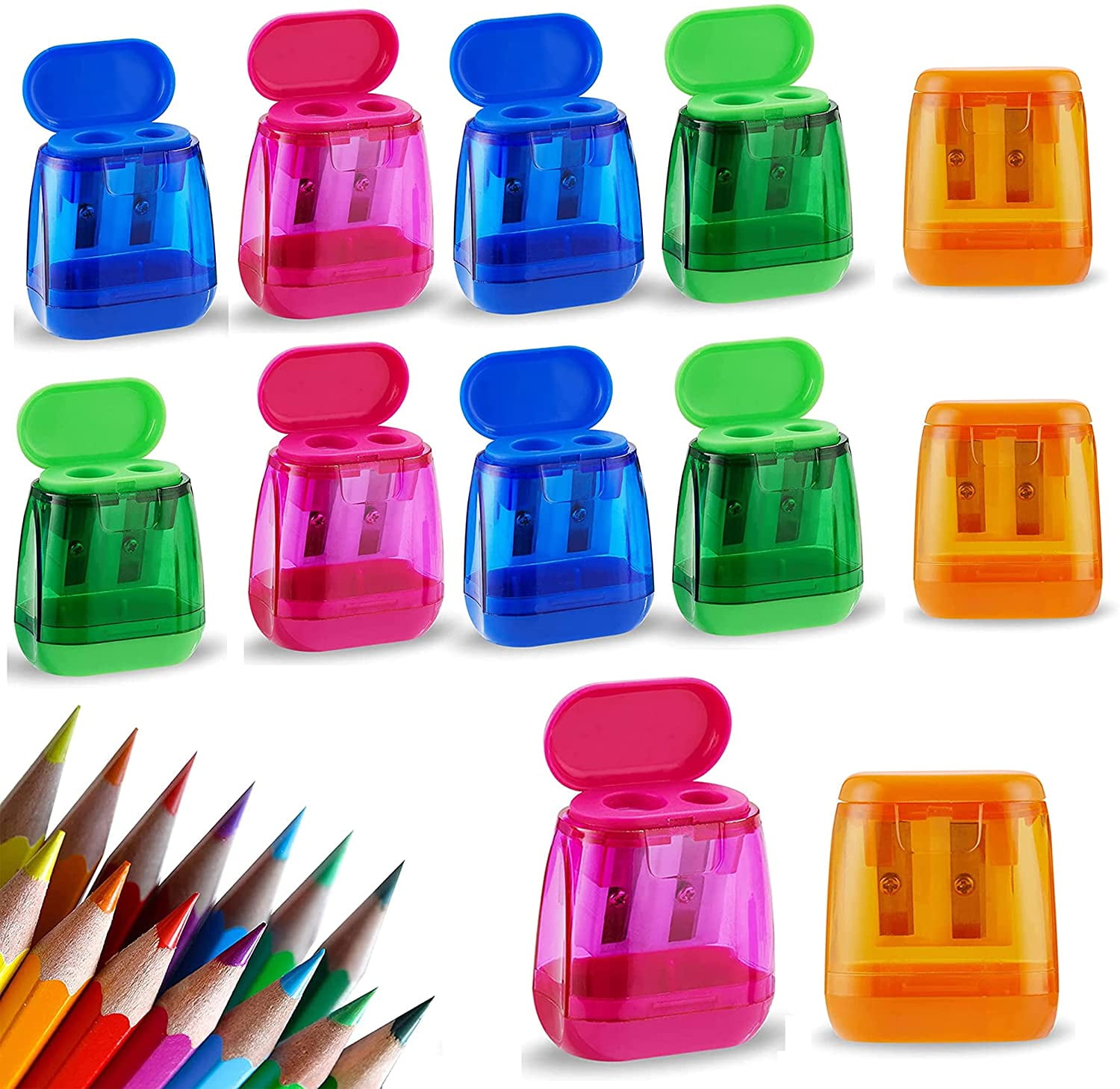 Pencil Sharpener, 12 Pack Dual Hole Pencil Sharpener Manual Pencil