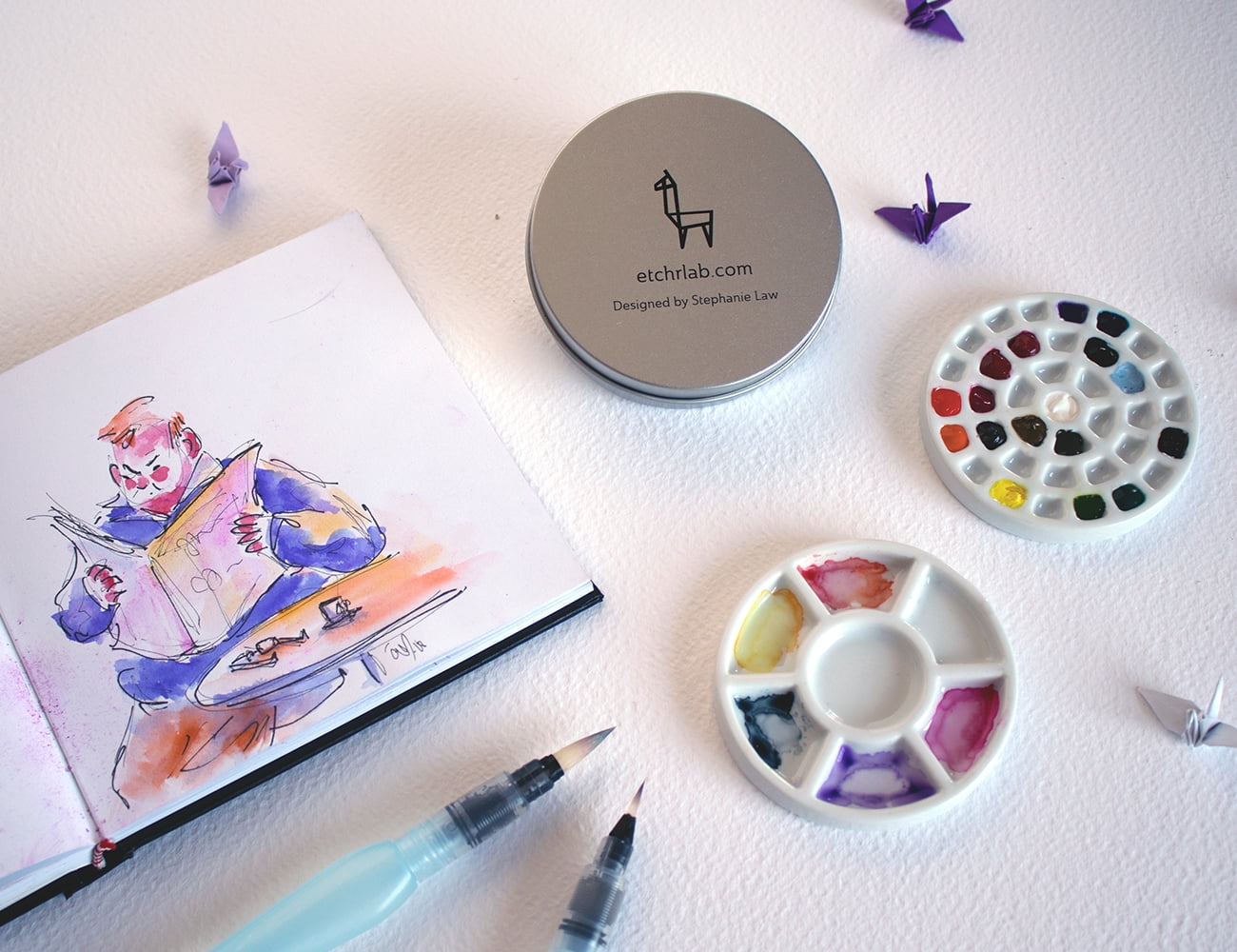 Etchr Lab Travel Mini Porcelain Palette, 37 Wells